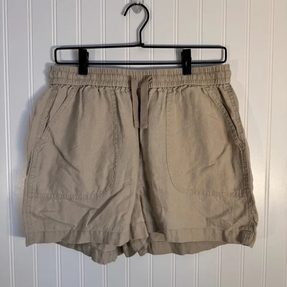 Quince 100% European Organic Linen Pull On Drawstring Shorts Driftwood Tan Sz M - Picture 3 of 16